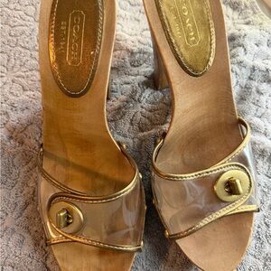 Coach Cagney Clear Mules with Bronze Trim